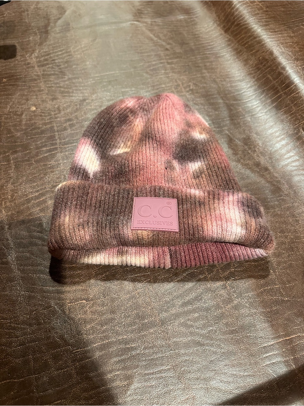 C.C Tie-Dye Beanie in Pink and Brown Shades